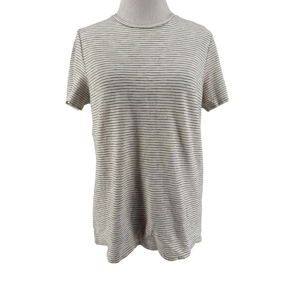 Marine Layer Women's Ivory Black Striped Short Sleeve T-Shirt Size Small - Picture 1 of 6